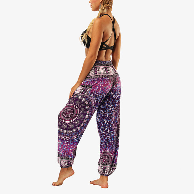 Buddha Stones Hippie Pants Baggy Boho High Waist Lounge Trousers with Pockets Women's Yoga Pants