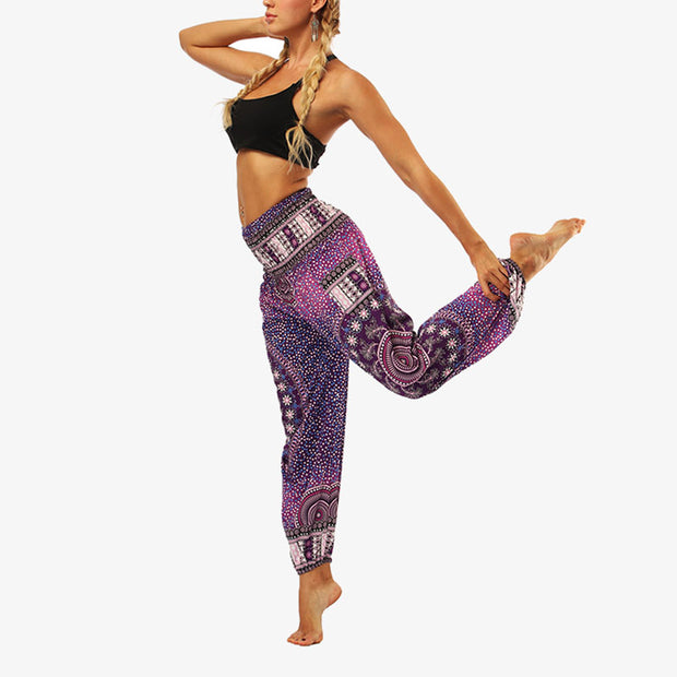 Buddha Stones Hippie Pants Baggy Boho High Waist Lounge Trousers with Pockets Women's Yoga Pants