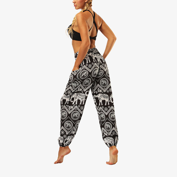 Buddha Stones Hippie Pants Baggy Boho High Waist Lounge Trousers with Pockets Women's Yoga Pants