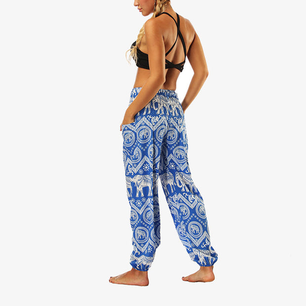 Buddha Stones Hippie Pants Baggy Boho High Waist Lounge Trousers with Pockets Women's Yoga Pants