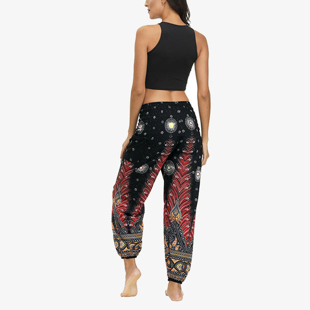 Buddha Stones Hippie Pants Baggy Boho High Waist Lounge Trousers with Pockets Women's Yoga Pants