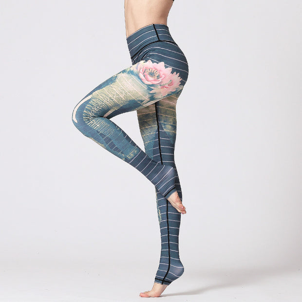 Buddha Stones Lotus Flower Floral Print Design Pants Sports Fitness Yoga Leggings Women's Yoga Pants