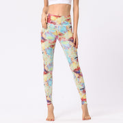 Buddha Stones Multicolored Print Flowers Pants Sports Exercise Fitness High Waist Leggings Women's Yoga Pants