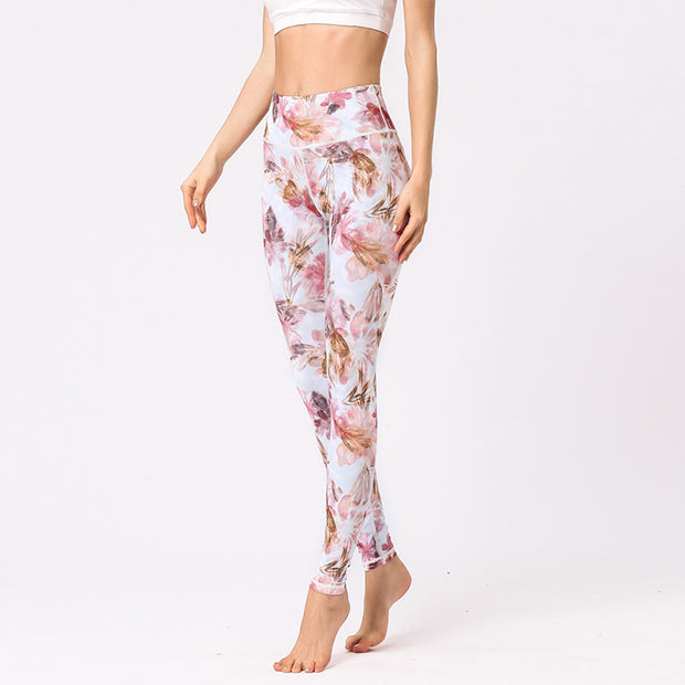 Buddha Stones Multicolored Print Flowers Pants Sports Exercise Fitness High Waist Leggings Women's Yoga Pants