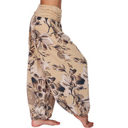 Buddha Stones Flower Leaves Pattern Loose Harem Trousers Women's Yoga Pants