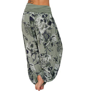 Buddha Stones Flower Leaves Pattern Loose Harem Trousers Women's Yoga Pants