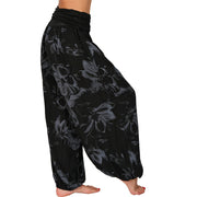 Buddha Stones Flower Leaves Pattern Loose Harem Trousers Women's Yoga Pants