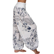 Buddha Stones Flower Leaves Pattern Loose Harem Trousers Women's Yoga Pants