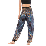 Buddha Stones Geometric Mandala Pattern Loose Harem Trousers High Waist Women's Yoga Pants