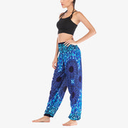 Buddha Stones Geometric Mandala Pattern Loose Harem Trousers High Waist Women's Yoga Pants