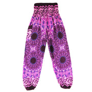 Buddha Stones Geometric Mandala Pattern Loose Harem Trousers High Waist Women's Yoga Pants