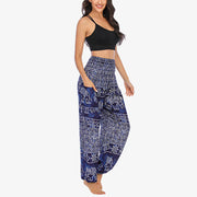 Buddha Stones Elephant Pattern Loose Casual Harem Trousers High Waist Women's Yoga Pants