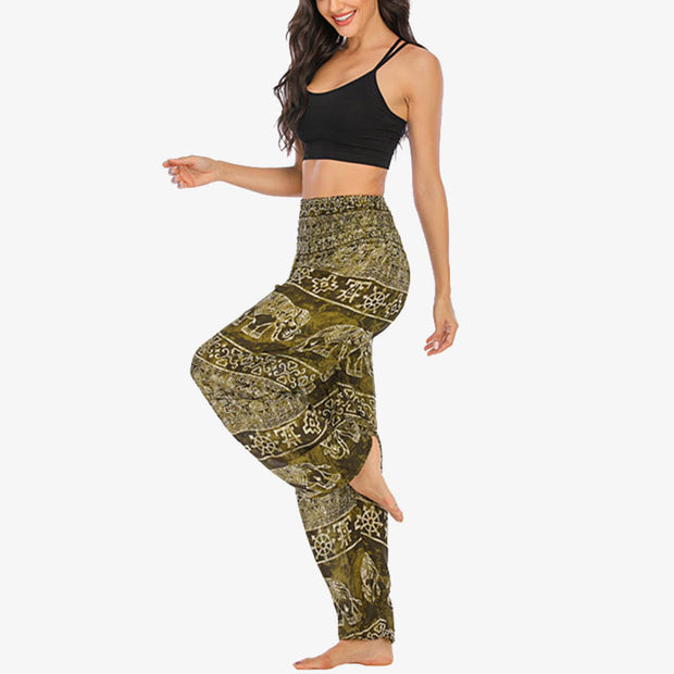 Buddha Stones Elephant Pattern Loose Casual Harem Trousers High Waist Women's Yoga Pants