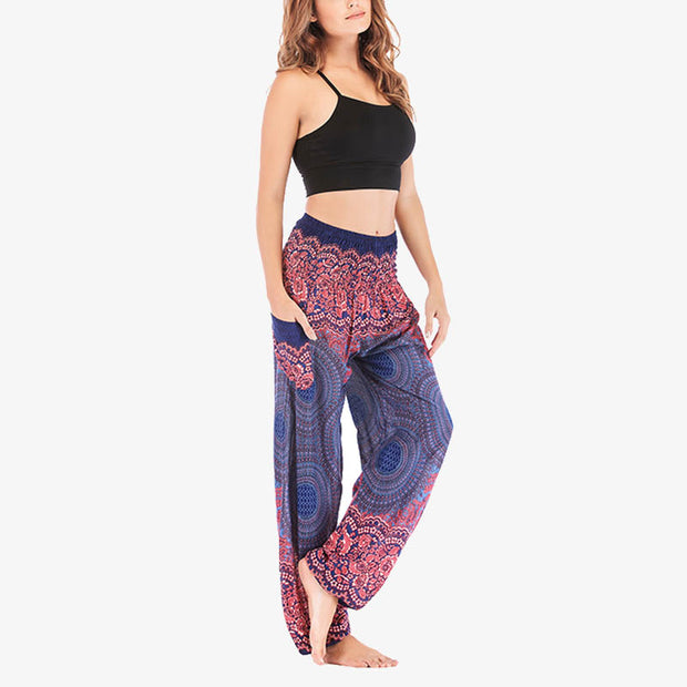 Buddha Stones Round Geometric Pattern Loose Casual Harem Trousers High Waist Women's Yoga Pants