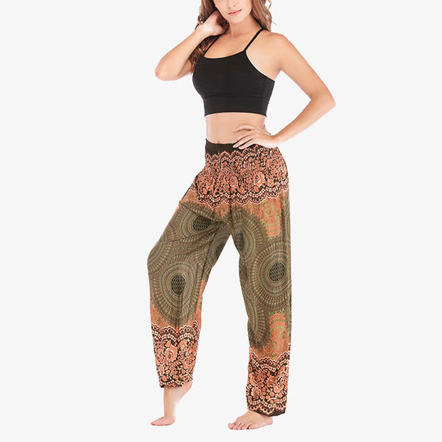 Buddha Stones Round Geometric Pattern Loose Casual Harem Trousers High Waist Women's Yoga Pants