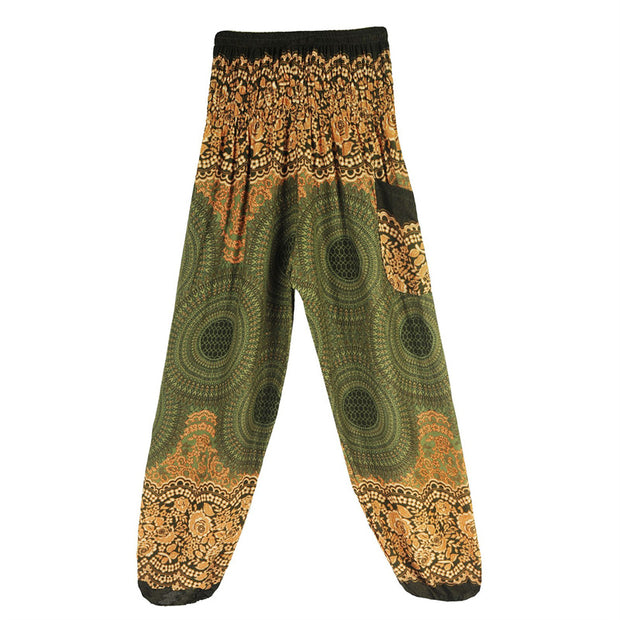 Buddha Stones Round Geometric Pattern Loose Casual Harem Trousers High Waist Women's Yoga Pants