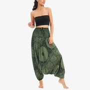 Buddha Stones Two Style Wear Round Geometric Loose Casual Harem Trousers Jumpsuit Women's Yoga Pants