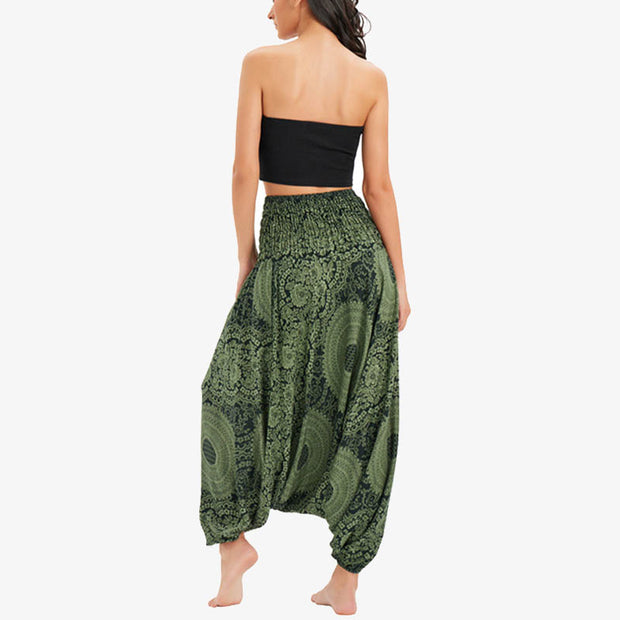 Buddha Stones Two Style Wear Round Geometric Loose Casual Harem Trousers Jumpsuit Women's Yoga Pants