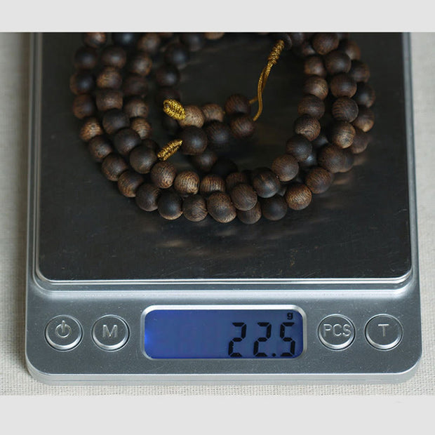 Buddha Stones 7mm 108 Mala Beads Nha Trang Qinan Agarwood Peace Strength Bracelet Mala Bracelet BS 21