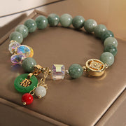 Buddha Stones Strawberry Quartz Jade Fu Character Charm Healing Bracelet