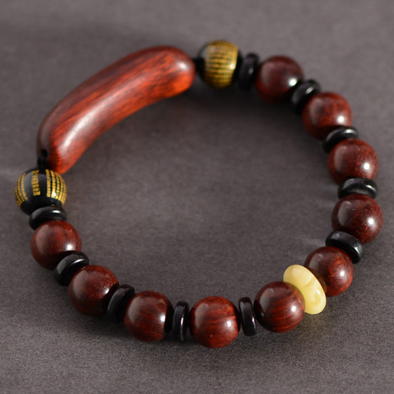 Bracelet Perles Mantra Om Mani Padme Hum - Agate Mate Et Bois, Fait Main En France, Taille Sur Mesure