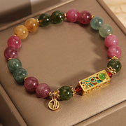 Buddha Stones Colorful Tourmaline Positive Fu Character Charm Bracelet (Extra 35% Off | USE CODE: FS35) - image 1