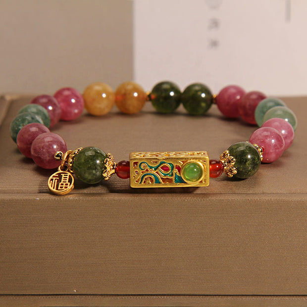 Buddha Stones Colorful Tourmaline Positive Fu Character Charm Bracelet (Extra 35% Off | USE CODE: FS35) - image 4