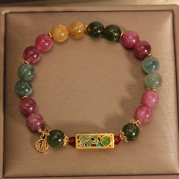 Buddha Stones Colorful Tourmaline Positive Fu Character Charm Bracelet (Extra 35% Off | USE CODE: FS35) - image 3