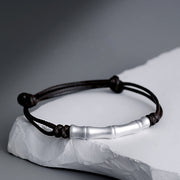 Buddha Stones 999 Sterling Silver Bone Pattern Luck Rope Braided Bracelet (Extra 35% Off | USE CODE: FS35) - Black Rope(Wrist Circumference 14-23cm) - image 4