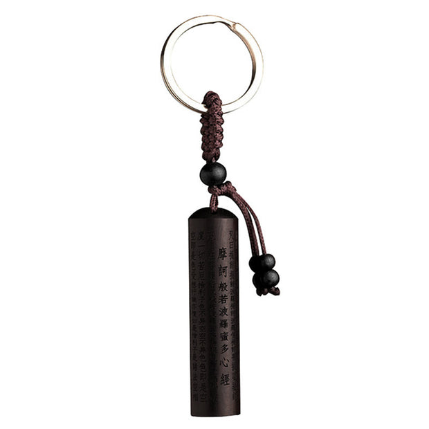 Buddha Stones Tibet Ebony Heart Sutra Peace Key Chain - image 5
