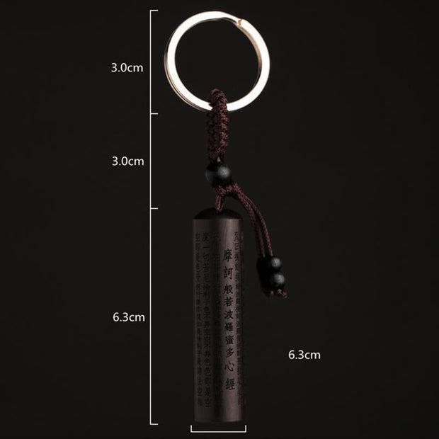 Buddha Stones Tibet Ebony Heart Sutra Peace Key Chain - image 4