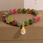 Buddha Stones Colorful Tourmaline Four Leaf Clover Flower Wisdom Bracelet (Extra 35% Off | USE CODE: FS35) - image 0