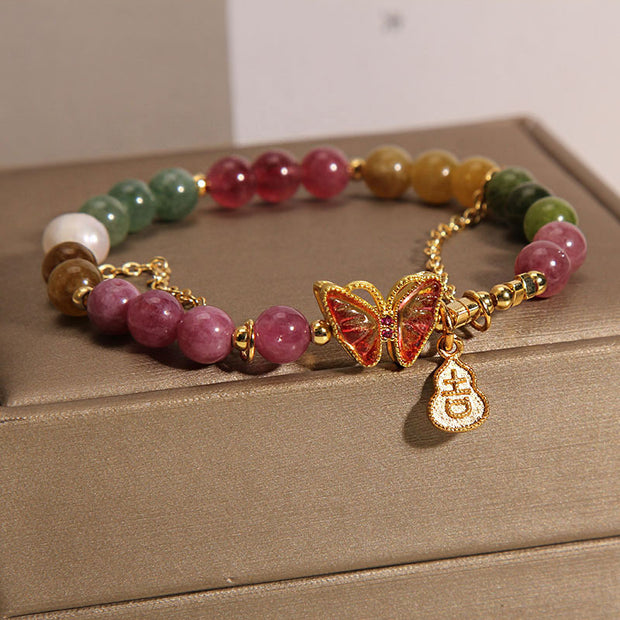 Buddha Stones Natural Colorful Tourmaline Butterfly Auspicious Character Gourd Charm Positive Bracelet (Extra 35% Off | USE CODE: FS35) - image 3