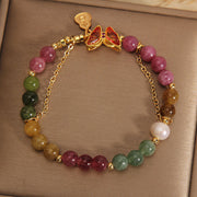 Buddha Stones Natural Colorful Tourmaline Butterfly Auspicious Character Gourd Charm Positive Bracelet (Extra 35% Off | USE CODE: FS35) - image 5