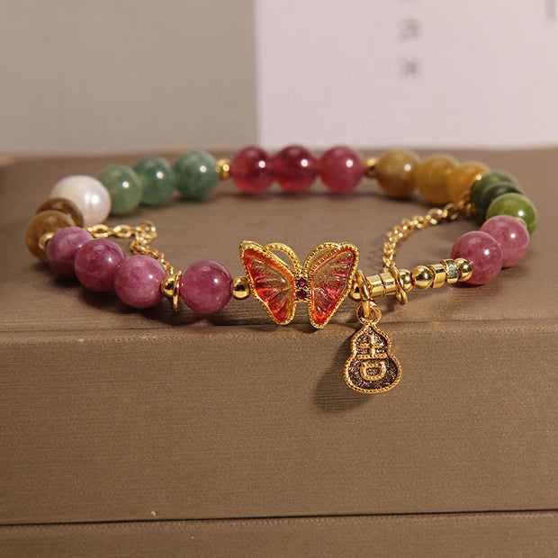 Buddha Stones Natural Colorful Tourmaline Butterfly Auspicious Character Gourd Charm Positive Bracelet (Extra 35% Off | USE CODE: FS35) - image 4