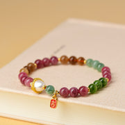 Buddha Stones Natural Multicolored Tourmaline Pearl Auspicious Character Charm Wisdom Bracelet (Extra 35% Off | USE CODE: FS35) - image 4