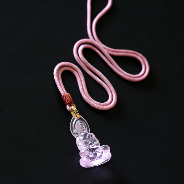 Buddha Stones Blue Tathagata Buddha Medicine Buddha Liuli Crystal Serenity Amulet Necklace Pendant - image 21
