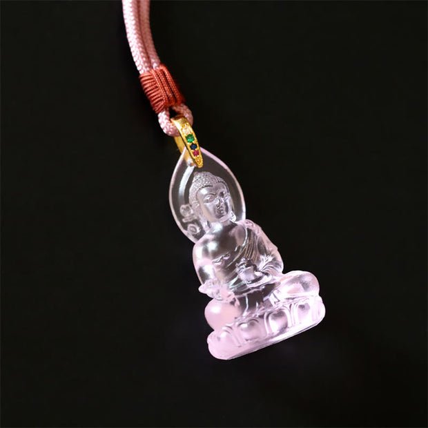 Buddha Stones Blue Tathagata Buddha Medicine Buddha Liuli Crystal Serenity Amulet Necklace Pendant - image 20