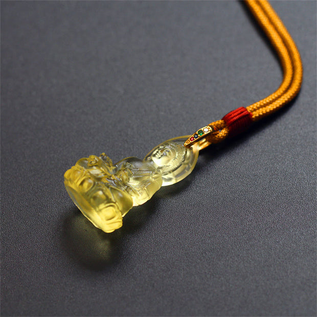 Buddha Stones Blue Tathagata Buddha Medicine Buddha Liuli Crystal Serenity Amulet Necklace Pendant - image 23