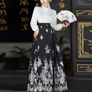 Buddha Stones Flowers Leaves Feathers Long Sleeve Shirt Top Chinese Hanfu Ming Dynasty Horse Face Skirt Mamianqun Skirt (Extra 30% Off | USE CODE: FS30) - image 1