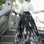 Buddha Stones Flowers Leaves Feathers Long Sleeve Shirt Top Chinese Hanfu Ming Dynasty Horse Face Skirt Mamianqun Skirt (Extra 30% Off | USE CODE: FS30) - image 4
