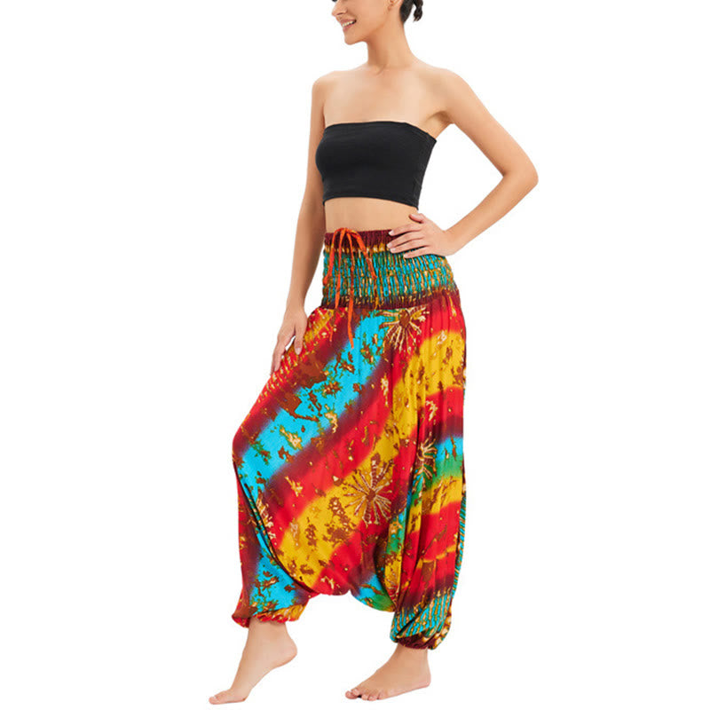 Buddha Stones Two Style Wear Gradient Colorful Loose Smocked