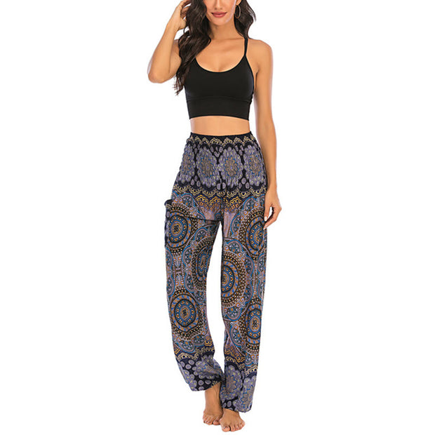 Buddha Stones Boho Loose Round Geometric Pattern Harem Trousers Women's Yoga Pants