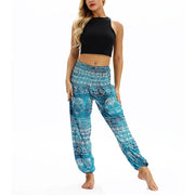 Buddha Stones Boho Loose Geometric Elephant Pattern Harem Trousers Women's Yoga Pants