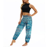 Buddha Stones Boho Loose Geometric Elephant Pattern Harem Trousers Women's Yoga Pants