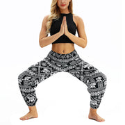 Buddha Stones Boho Loose Geometric Elephant Pattern Harem Trousers Women's Yoga Pants