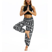 Buddha Stones Boho Loose Geometric Elephant Pattern Harem Trousers Women's Yoga Pants