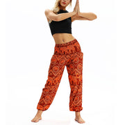 Buddha Stones Boho Loose Geometric Elephant Pattern Harem Trousers Women's Yoga Pants