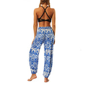 Buddha Stones Boho Loose Geometric Elephant Pattern Harem Trousers Women's Yoga Pants