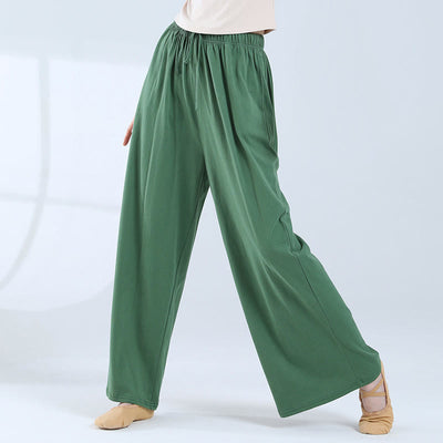 Buddha Stones Loose Cotton Drawstring Wide Leg Pants For Yoga Dance With Pockets